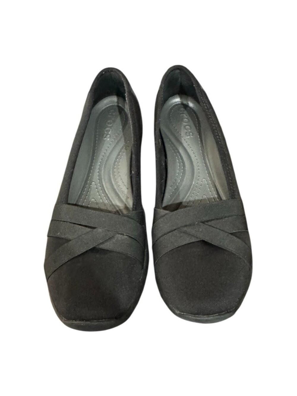 CROCS Busy Day Black Flat Shoe Straps Size 9 Stretch Comfort Casual Sneaker